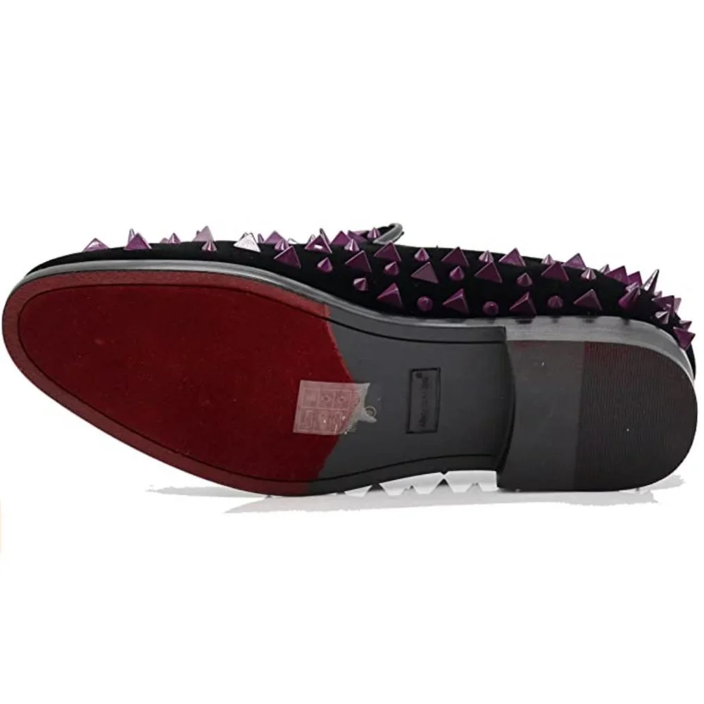 Men's Vintage Spike Dress Loafers Slip On Fashion Shoes Classic Tuxedo 09 pr blk - Picture 7 of 7
